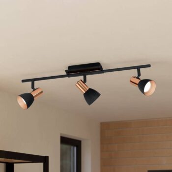 Barnham LED stropné bodové svietidlo, dĺžka 58,5 cm, čierna/medená