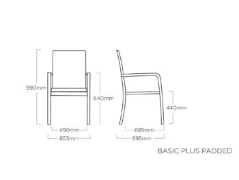 Basic Plus záhradná jedálenská stolička s polstrovaním