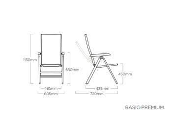 Basic+ Premium polohovateľné záhradné kreslo antracitové