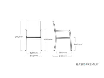 Basic+ Premium záhradná jedálenská stolička strieborná