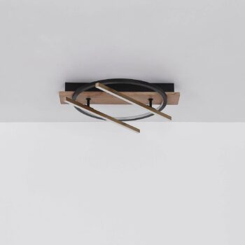Beatrix LED stropné svietidlo, dĺžka 44 cm, drevo/čierna, drevo