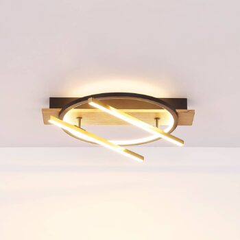 Beatrix LED stropné svietidlo, dĺžka 44 cm, drevo/čierna, drevo
