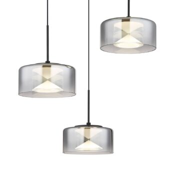 Belinda LED závesné svietidlo, Ø 40 cm, dymová sivá, 3-pl. sklo