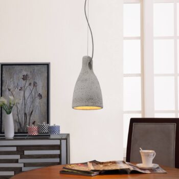 Betónová závesná LED lampa Lenna v sivej farbe