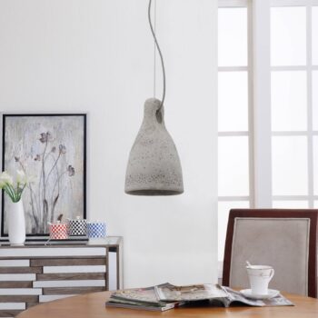 Betónová závesná LED lampa Lenna v sivej farbe