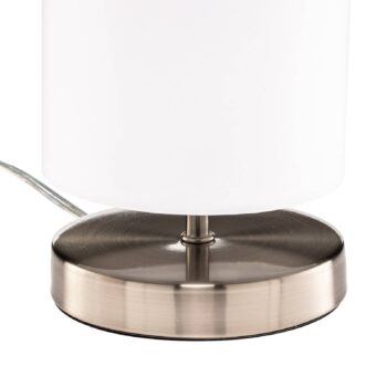 Biela textilná stolná lampa Clarie