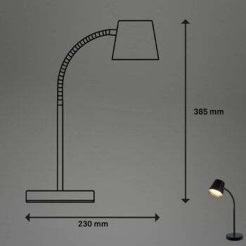 Biwo LED nabíjateľná stolná lampa, čierna, dotykový stmievač, kov