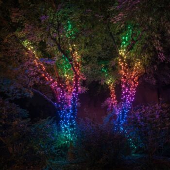 Blikajúce RGB rozprávkové svetlá, čierne, 400 svetiel 32 m