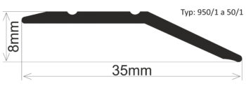 Bohemia Profil, Vyrovnávacia lišta (profil) Striebro, 2700x35x8 mm, šedá