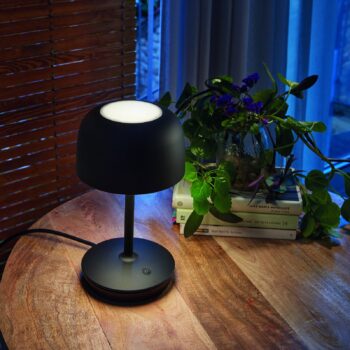 Bover LED stolová lampa Bol, matná čierna, výška 30 cm, hliník