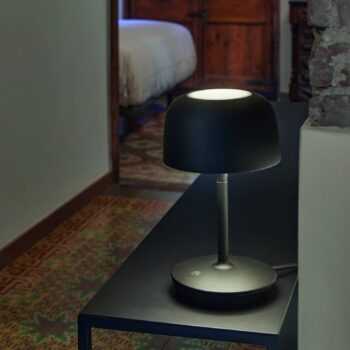 Bover LED stolová lampa Bol, matná čierna, výška 30 cm, hliník