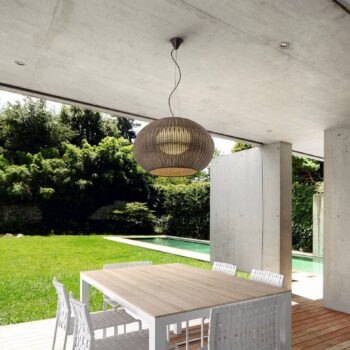Bover LED vonkajšia závesná lampa Garota, grafitovo hnedá/hnedá Ø 72 cm