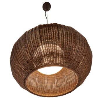 Bover LED vonkajšia závesná lampa Garota, grafitovo hnedá/hnedá Ø 72 cm