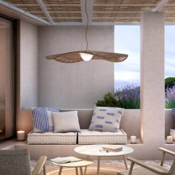 Bover LED vonkajšia závesná lampa Mediterránia, hnedá, Ø 105 cm