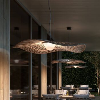 Bover LED vonkajšia závesná lampa Mediterránia, hnedá, Ø 105 cm