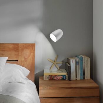 Bover LED vonkajšie nástenné svietidlo Nut, biele, hliník/oceľ, výška 13,5 cm