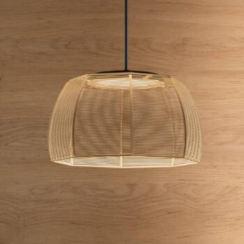 Bover LED závesná lampa Tanit, Ø 43 cm, čierna/béžová, látka