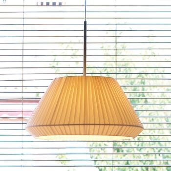 Bover Mei 38 okrúhla látková závesná lampa krémová
