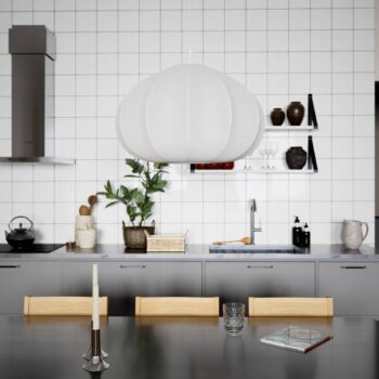 By Rydéns Ebba závesné svetlo, biele, Ø 60 cm, tkanina, E14