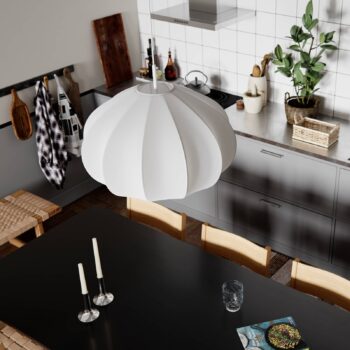 By Rydéns Ebba závesné svetlo, biele, Ø 60 cm, tkanina, E14