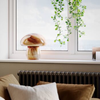 By Rydéns Mira Stolná lampa Mushroom, prírodná, sklo, E27