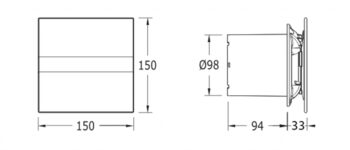 CATA - E-100 GSTH kúpeľňový ventilátor axiálny s automatom, 4W/8W,potrubie 100,striebo 00900600