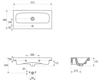 CERSANIT - NÁBYTKOVÉ UMÝVADLO MODUO SLIM 80X38 BOX K116-012