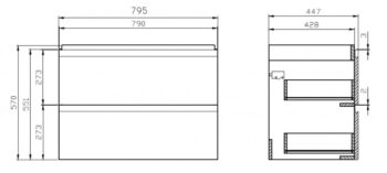 CERSANIT - SET 975 MODUO 80 BIELA DSM (SKRINKA + UMÝVADLO) S801-221-DSM