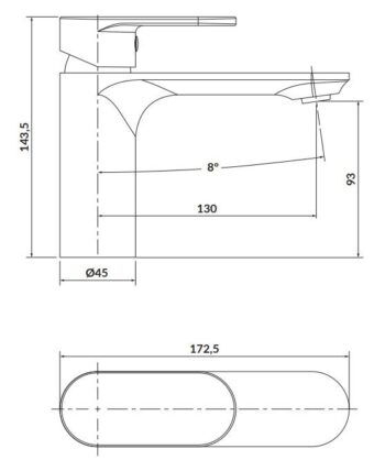 CERSANIT - Stojanková umývadlová batéria CREA, páková, čierna S951-331