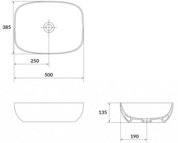 CERSANIT - Umývadlo na dosku LARGA Rectangular biela mat (50x38) K677-016