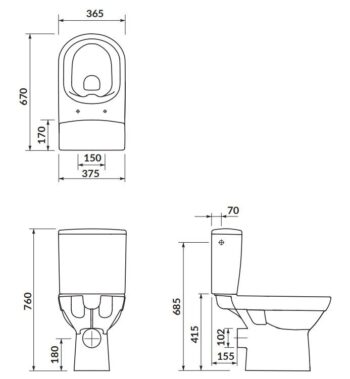 CERSANIT - WC KOMBI 603 CITY NEW CLEAN ON 010 3/5 VRÁTANE SEDÁTKA SLIM K35-037