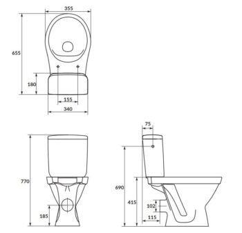 CERSANIT - WC KOMBI 698 CERSANIA II. SIMPLEON 010 3/6L+DUROPLAST SEDADLO SOFTCLOSE K11-2339