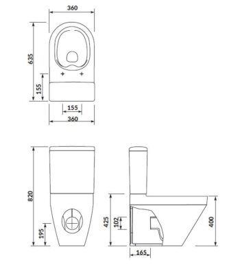 CERSANIT - WC KOMBI CREA CLEANON 010/020 OVAL, NÁDRŽKA 010 3/5, SEDADLO DUR SLIM WO LW ONE K114-023-B-SET