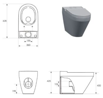 CERSANIT - WC KOMBI CREA CLEANON 010/020 OVAL, NÁDRŽKA 010 3/5, SEDADLO DUR SLIM WO LW ONE K114-023-B-SET