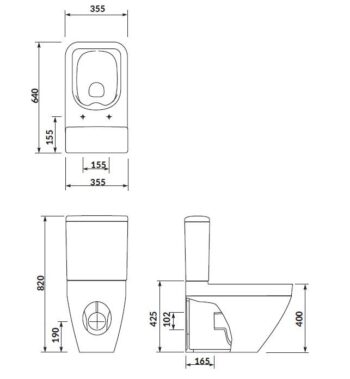CERSANIT - WC KOMBI CREA CLEANON 011/020 ŠTVOREC, NÁDRŽKA 011 3/5, SEDADLO DUR SLIM WO LW ONE K114-022-S-SET