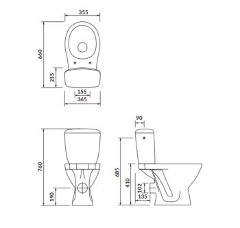 CERSANIT - WC KOMBI KASKADA 203 010 3/6 SEDADLO POLYPROPYLÉNOVÉ K100-206