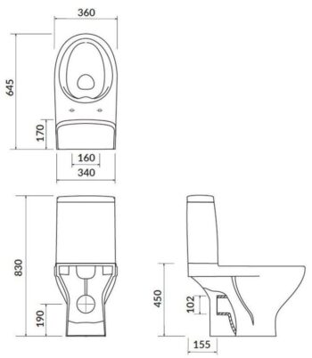 CERSANIT - WC KOMBI MODUO 43 cm 672 010 3/5 CLEAN ON, SEDADLO DUROPLAST-SOFT CLOSE K116-030