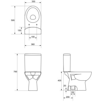 CERSANIT - WC KOMBI PARVA 217 020 3/6 SEDADLO PARVA DUROPLAST K27-003