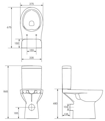CERSANIT - WC KOMPAKTNÉ ETIUDA NEW CLEANON 010 3 / 6L Invalidný K11-0221