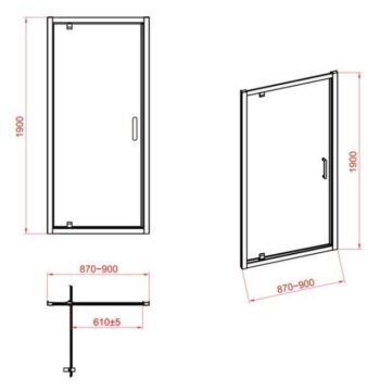 CERSANIT/S - DVERE 90x190 TRANSPARENT SKLO + VANIČKA S154-006-SET1