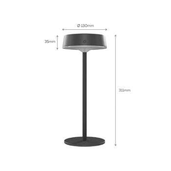Calex LED solárna stolová lampa Parma, stmievateľná, čierna