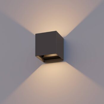 Calex LED vonkajšie nástenné svietidlo Cube, hore/dole, výška 10 cm, antracitová