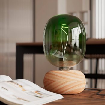 Calex Round Wood stolová lampa z dreva