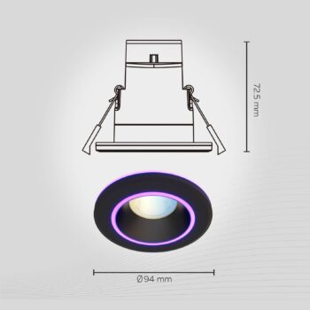 Calex Smart Halo zapustené stropné svietidlo CCT RGB čierne