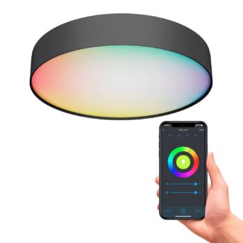 Calex Smart LED stropné svetlo Fabric, Ø 40 cm, RGBW, stmievateľné