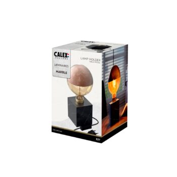 Calex Square Marble stolová lampa, čierna