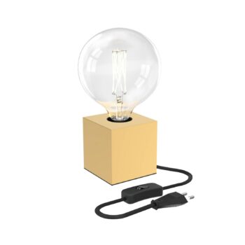 Calex stolová lampa v tvare kocky, zlatá