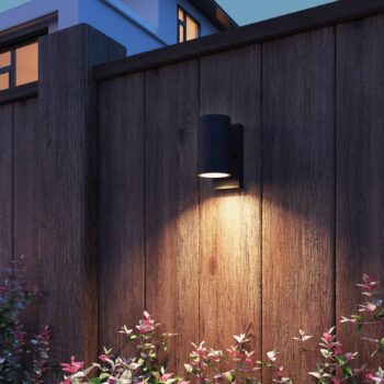 Calex vonkajšie nástenné svietidlo Alba GU10, Downlight, čierne, senzor