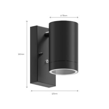Calex vonkajšie nástenné svietidlo Alba GU10, Downlight, čierne, senzor