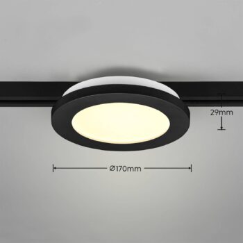 Camillus LED koľajnicové svetlo pre DUOline, čierne, Ø 17 cm